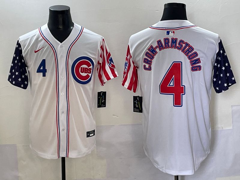 Men 2025 Chicago Cubs #4 Crow-Armstrong White a generation of national flags Joint Name Nike MLB Jersey style 2->chicago cubs->MLB Jersey